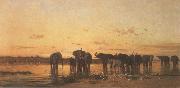 Charles Tournemine Elephants at Sunset oil painting on canvas